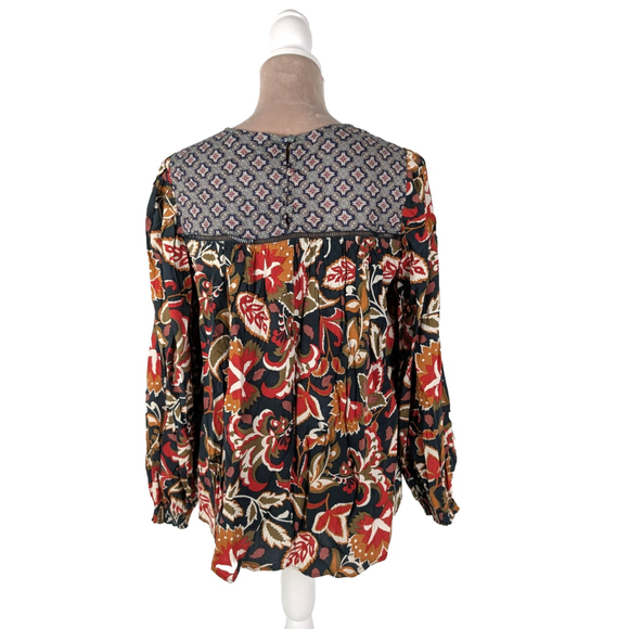 NWT Avara Fulton Floral Top Blouse Multi Color Sz XS Boho Peasant Mixed Print - Picture 3 of 13